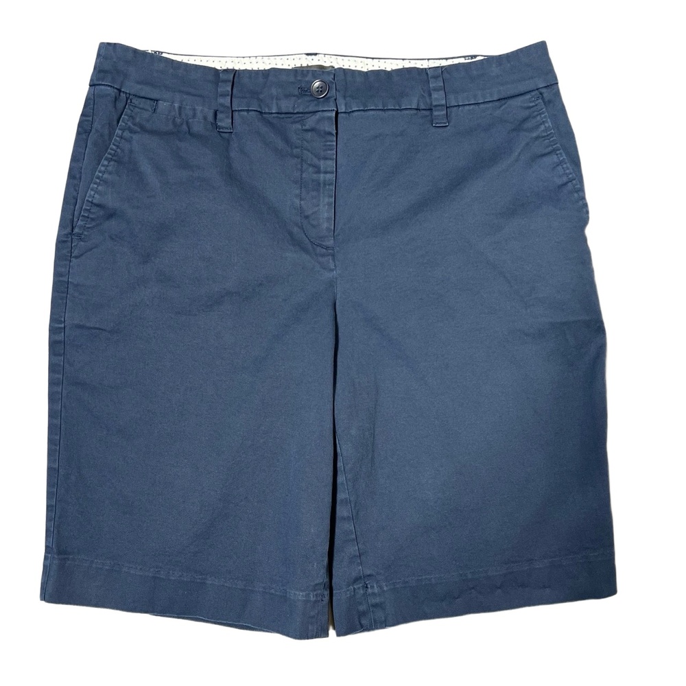 Talbots Perfect Short 10½ Navy Button Closure Flat Front Shorts Size 10